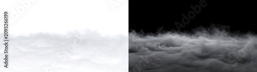 Cuadro en lienzo Thick ground fog cover blanketing the lower frame with dense rolling clouds for