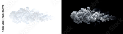 White smoke cloud texture drifting sideways with soft billowing folds and fading wisps perfect for atmospheric visual effects in PNG, Transparent and Black Background Versions for creative projects