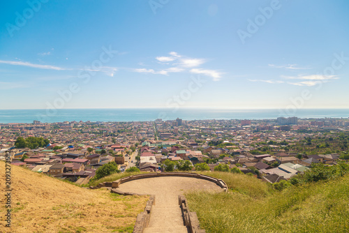 Konstfotografi Picturesque view of the ancient city of Derbent and the Caspian Sea from the Naryn-Kala fortress