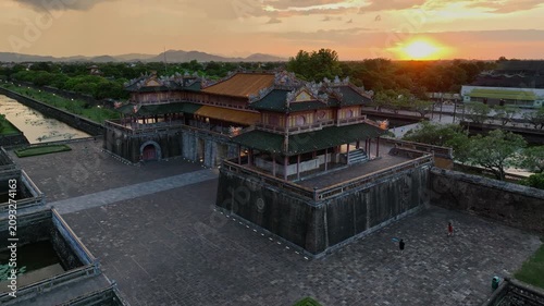 Sunset over Ngo Mon Gate at the Imperial City of Hue, Vietnam