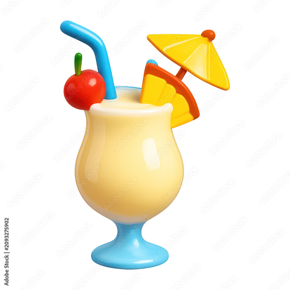 Obraz premium PNG Tropical drink with fruit garnish.