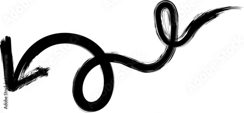 Hand Drawn Curly Brush Stroke Arrow Graphic For Creative Design