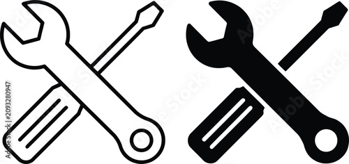 Repair Service Icon in line, filled, outline, and solid styles featuring wrench, screwdriver, maintenance tools, and professional repair concepts.