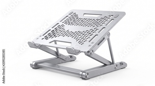 Laptop cooling pad, metal laptop stand, silver ergonomic riser, portable laptop holder