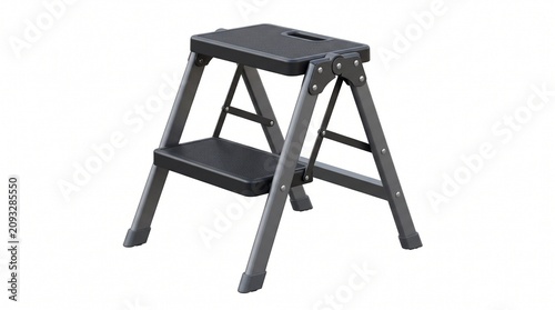 Black folding step stool, portable ladder, two-step platform, household furniture