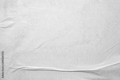 White Crumpled Glued Paper Texture Background for Poster Mockup