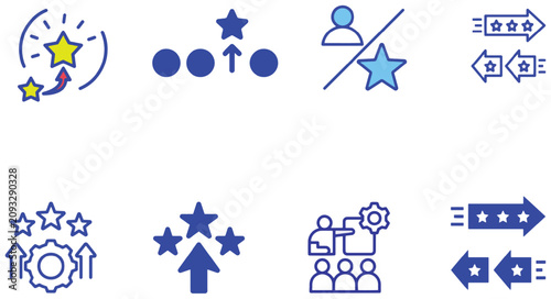 Konstfotografi Business growth and communication outline icon pack with transformation, unique