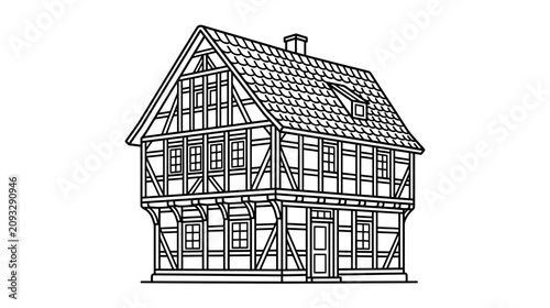 Photos Traditional Half-Timbered House Illustration