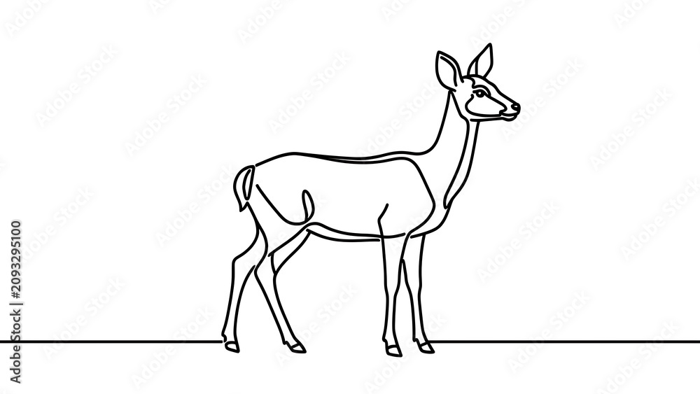 Fototapeta premium Minimalist deer illustration on white background.