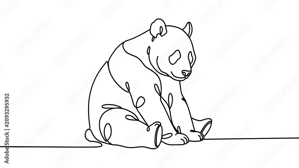 Obraz premium Minimalist panda drawing on white background.