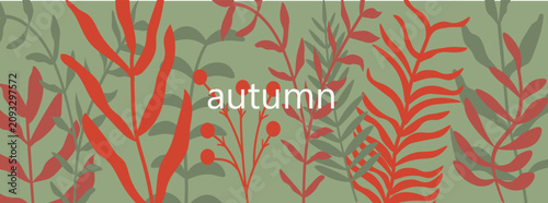 Autumn Botanical Wall Art Set, Hand Drawn Abstract Leaf Posters, Modern Vector Illustration