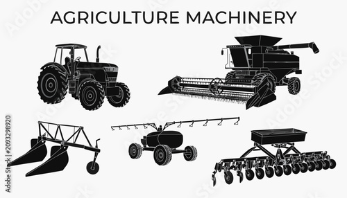 Photos Very beautiful black and white realistic vector illustration of an agriculture m
