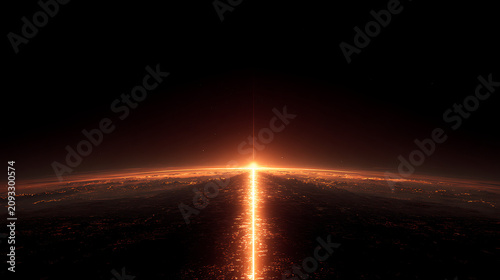 A glowing timeline stretching infinitely into the horizon, representing visionary foresight.