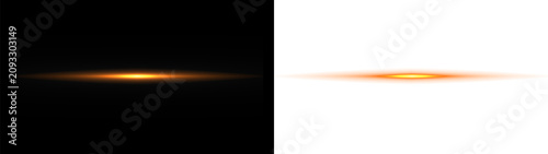 Fotografie Orange Horizontal Lens Flare Light Overlay on Transparent Background