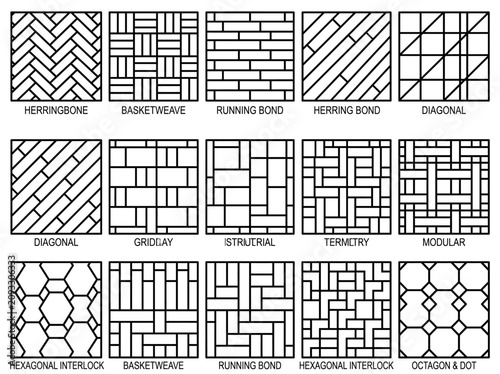 Geometric Patterns and Textures Collection A Visual Guide to Diverse Paving and Tiling Designs