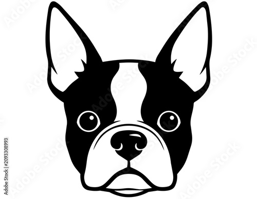 BOSTON TERRIER DOG HEAD SILHOUETTE