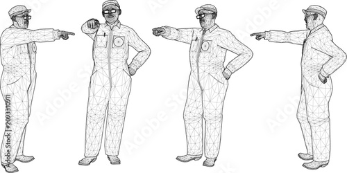 Tableau sur toile Complete set of 3D rendered project supervisor foreman characters in blue workwe