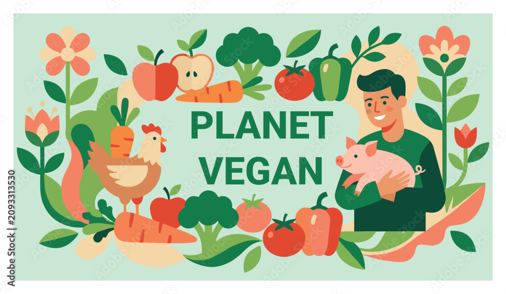 Naklejka premium World Vegan Day Healthy Food Nature Celebration Poster Template