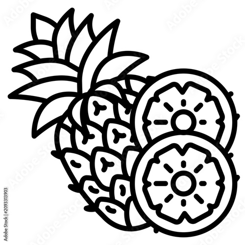 Bild auf Leinwand Summer Line Pineapple Icon