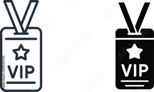 Cuadro en lienzo VIP Pass Icon in minimal line art and doodle styles featuring exclusive access, event ticket, membership, and premium badge concepts