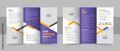 Tableau sur toile Kids back to school education admission trifold brochure template design vector