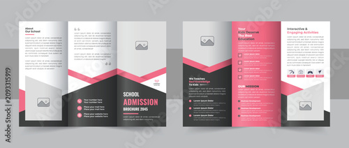 Foto School admission trifold brochure design template with corporate layout vector