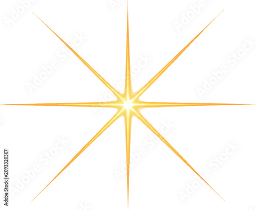 Golden Sun Starburst Vector - Shining Sparkle Light Rays Isolated on White