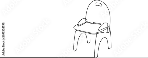 Fotografía Continuous line drawing Vector booster chair, high chair, baby seat, child furni