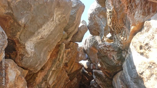 Ancient Greek cyclopean walls of Tiryns in Peloponnese
