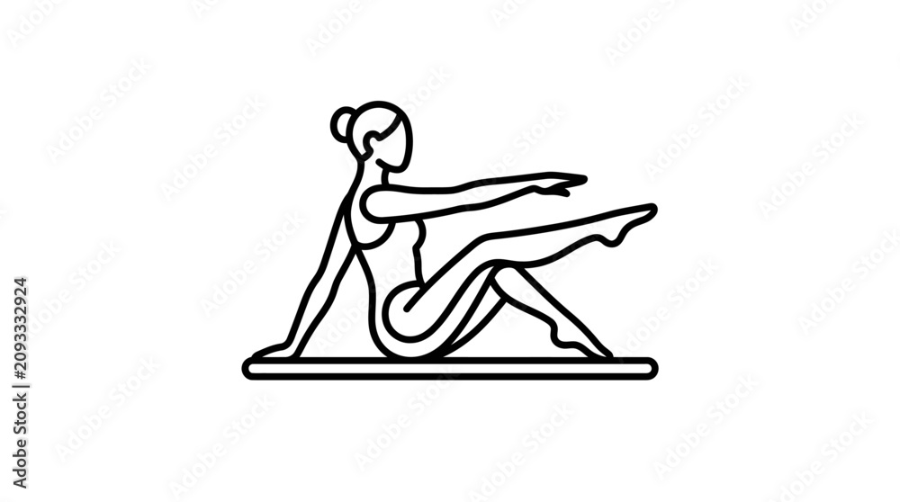 Fototapeta premium woman doing pilates exercise on mat.