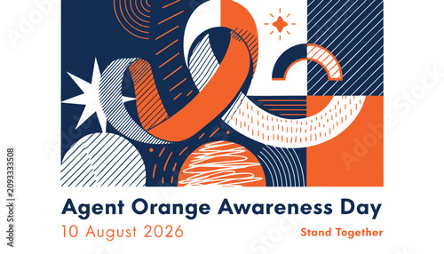 Foto Abstract orange ribbon graphic for agent orange awareness day event