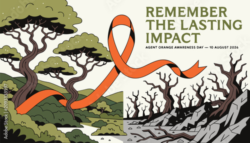 Fotografía Orange awareness ribbon representing the lasting impact of agent orange chemical