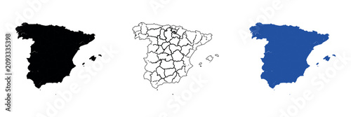 Foto Outline map of Spain and its administrative regions with islands
