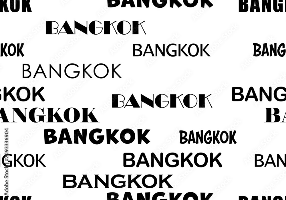 Fototapeta premium Bangkok Lettering seamless pattern. City lettering design. Vector
