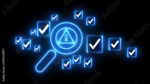 Identifying Critical Issues: Magnifying Alert Amidst Approvals & Checks for Risk Management, Security, and futuristic Compliance Risk Security Audit Verification, Governance.4k animation.