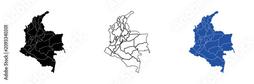 Fotografie Map of Colombia showing administrative divisions and borders