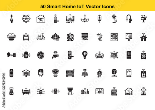 Set of 50 Smart Home IoT Vector Icons