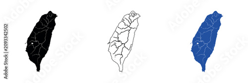 Photos Map of Taiwan showing administrative divisions and major rivers