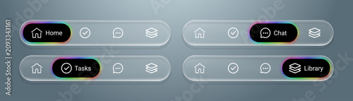 Fotografía Liquid glass mobile or website navigation bar for social media apps with home, t