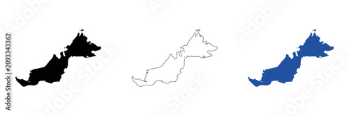 Photos Outline and solid maps of Malaysia, a Southeast Asian country