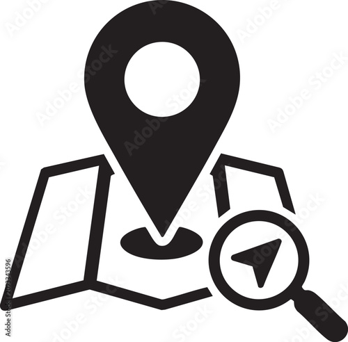 Location Search Navigation Map Discovery Line Icon Vector