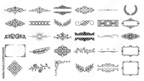 Foto Vintage ornamental frames and decorative border dividers collection for graphics