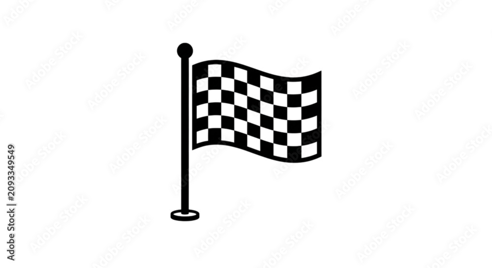 Fototapeta premium A clean black and white checkered flag waving on a metallic pole representing the finish line vector image symbol of a racing victory flag