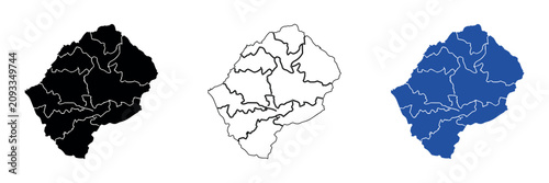 Fotografía Map of Lesotho showing administrative districts and borders