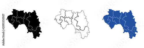 Obraz na płótnie Map of Guinea showing administrative divisions and borders
