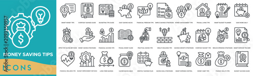 Tablou pe pânză Money Saving Tips icon line illustration