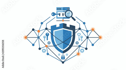 Digital Security Shield Network Protection Data Encryption Concept.