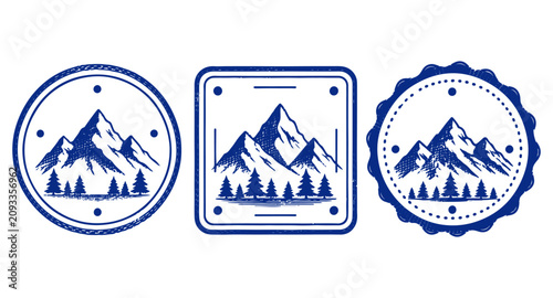 Mountain stamp set. set seal on a white background