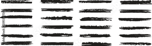 Set of different grunge brush strokes. Paint, ink brush, brush strokes, brushes, lines, frames. Dirty artistic design elements. Straight line vector brush strokes.