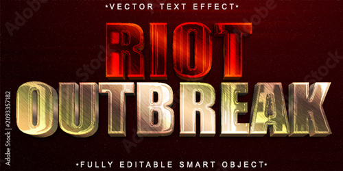 Foto Riot Outbreak Chaos Typography Style Vector Fully Editable Smart Object Text Eff